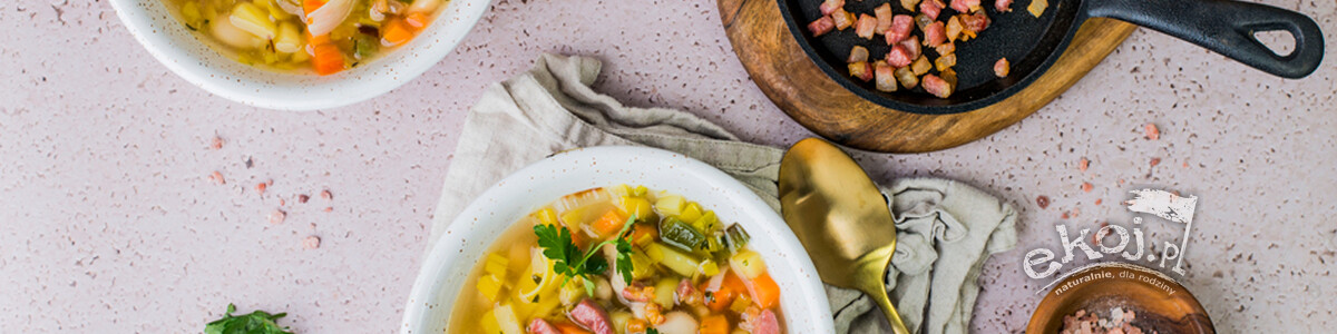 Zupa ziemniaczano-porowa z fasolą i panchettą