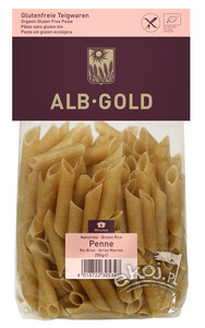 Makaron ryżowy razowy penne bezglutenowy EKO 250g Alb Gold