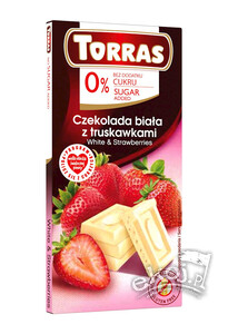 Czekolada biała z truskawkami bez dod. cukru bezglutenowa 75g Torras