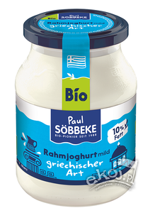 WYPRZEDAŻ Jogurt naturalny typu greckiego kremowy (10% tłuszczu w mleku) BIO 500g Sobbeke