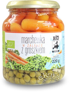 Marchewka w zalewie z groszkiem w słoiku EKO 340g Bio Europa