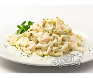 Krewetki w sosie śmietanowo - szpinakowym z makaronem Keto 300g Seafood