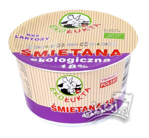 WYPRZEDAŻ Śmietana 18% BEZ LAKTOZY BIO 200g Eko Łukta