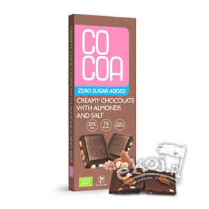 Czekolada creamy z migdałami i solą bez dodatku cukrów BIO 40g Cocoa